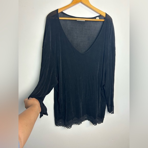 Coldwater Creek plus Size 2X Liquid FabricStretch Long Sleeve Blouse Witchy Goth - Picture 3 of 11